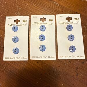 Vintage Streamline Lt Blue Floral Buttons | Made in Italy | Size 18 7/16” | 9 Bu